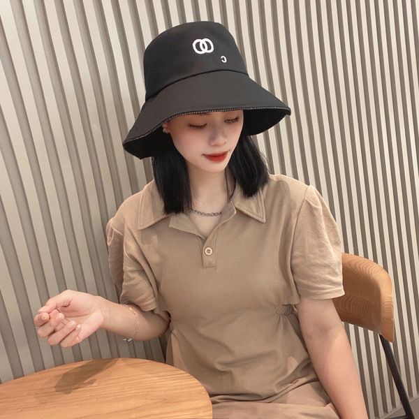 

desingers bucket hats luxurys wide brim hats design solid colour letters crossover temperament sunhats fashion versatile trend travel bucket, Blue;gray