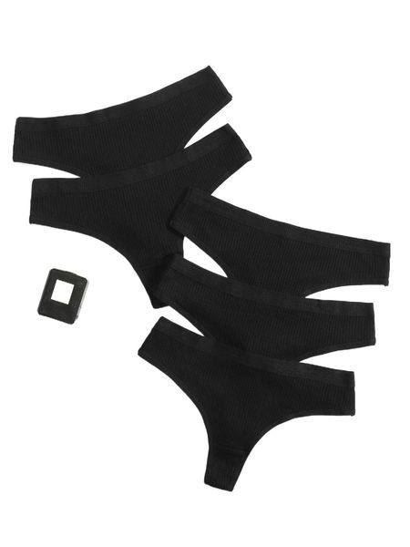 

5pack solid thong set x0og#, Black;red
