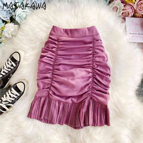 

short trumpet mermaid skirt ruffled s summer bodycon high waist pleated mini mujer faldas 210506, Black