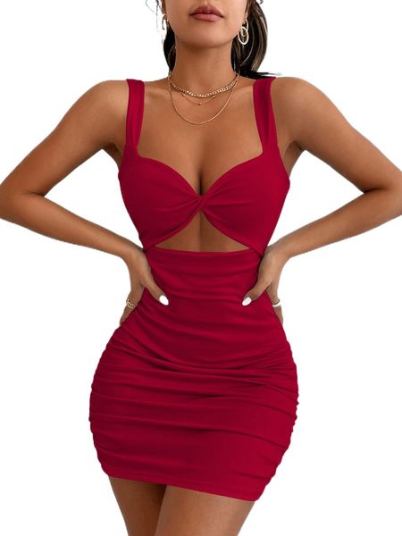 

twist front cut-out bodycon dress o4ad#, Black;gray