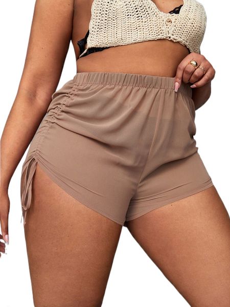 

plus drawstring sheer cover up j5yw#, Black