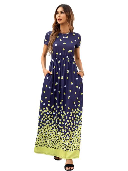 

dearcase polka dot hidden pocket dress j8t3#, Black;gray