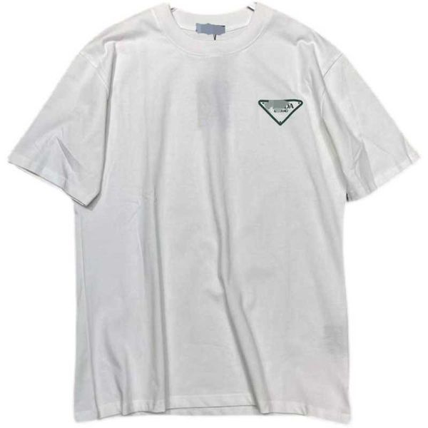

men's t-shirts p family 2022 early spring new triangular letter simple printing round neck loose t-shirt women's top, White;black