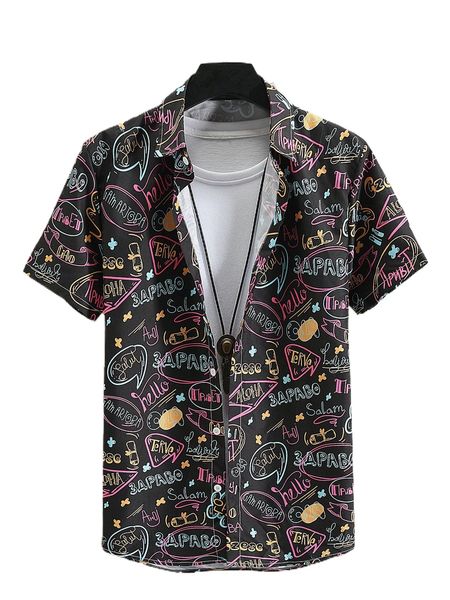 

men random graffiti print shirt without tee n2bc#, White;black
