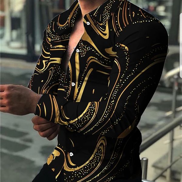 

fashion men oversized casual shirt stripe print long sleeve mens clothing prom party cardigan blouses s5xl 220809, White;black