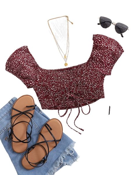 

dot print shirred a13r#, White