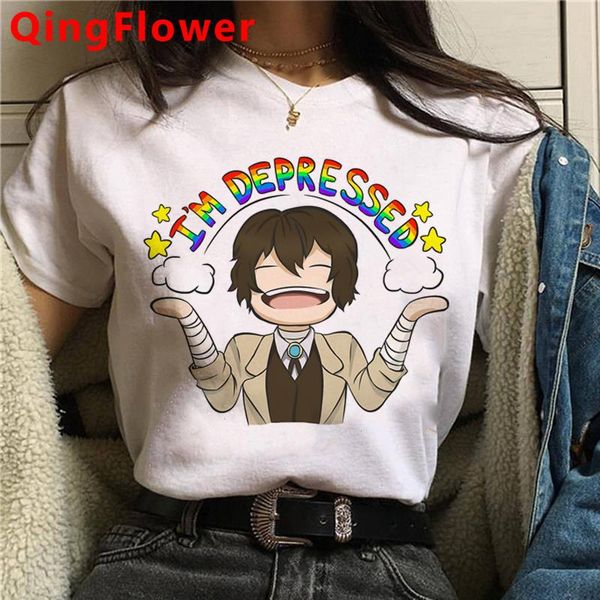 

bungou stray dogs t shirt tees women harajuku kawaii streetwear ulzzang couple summer, White