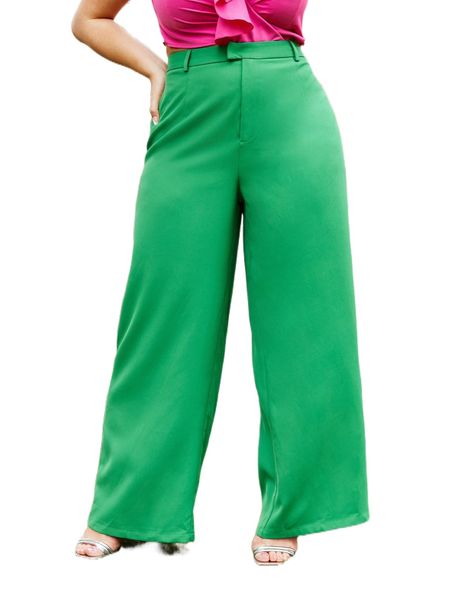 

plus high waist wide leg pants y6ha#, Black