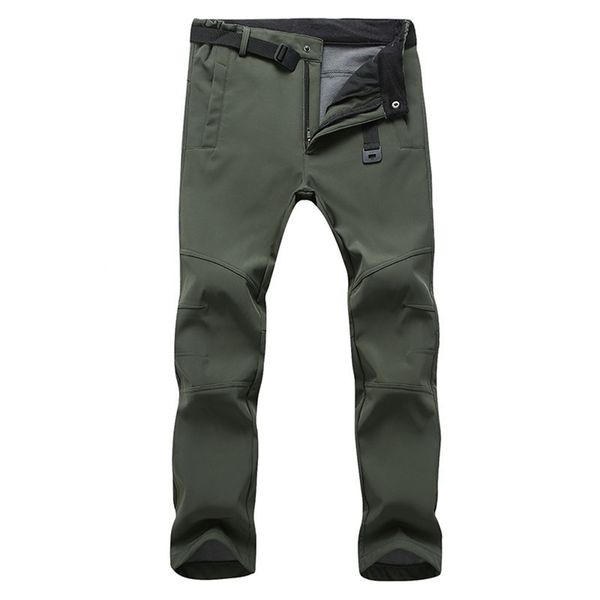 

men's winter warm fleece pants sweatpants stretch waterproof men thermal shark skin long trousers male casual work 220325, Black