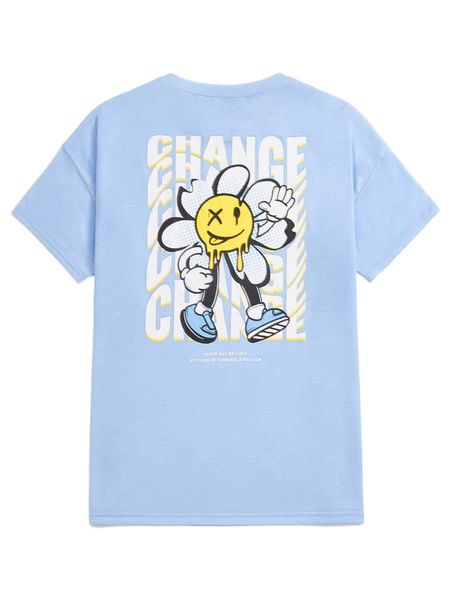 

men cartoon face & letter graphic drop shoulder tee v5ar#, White;black