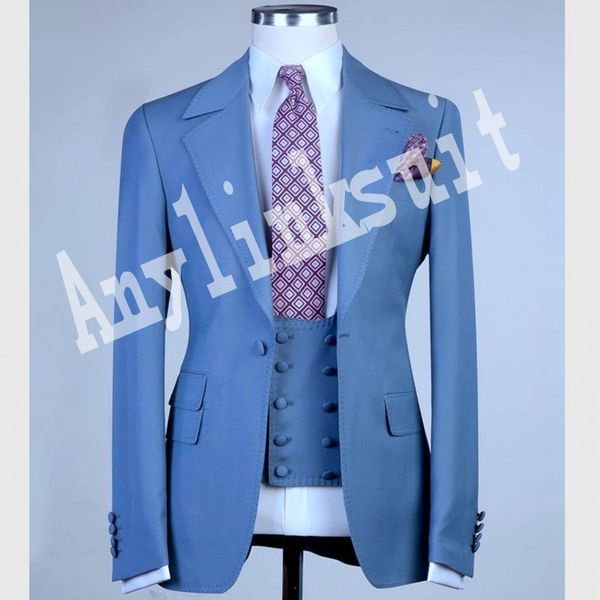 Custom Made Fits Noivo Smoking Men Wedding Party Prom Dinner Clothing Business Ternos Blazer (Jacket+Pants+Colete+Bow Tie) W1473