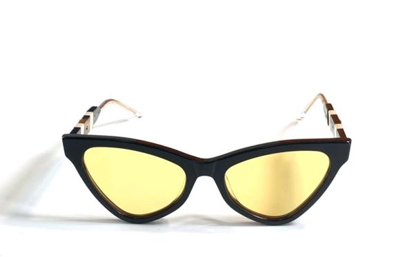 

cat eye sunglasses black yellow lenses women sonnenbrille outdoor shades eyewear summer gafa de sol with box, White;black