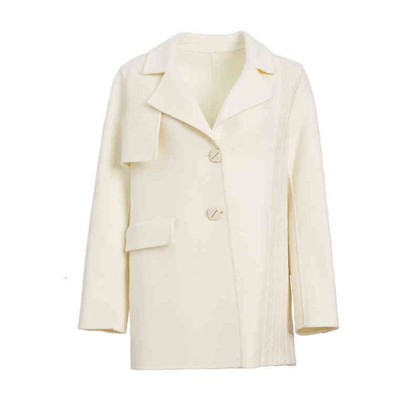 

women's suits blazers fans only short silhouette suit knitted stitched wool coat, White;black