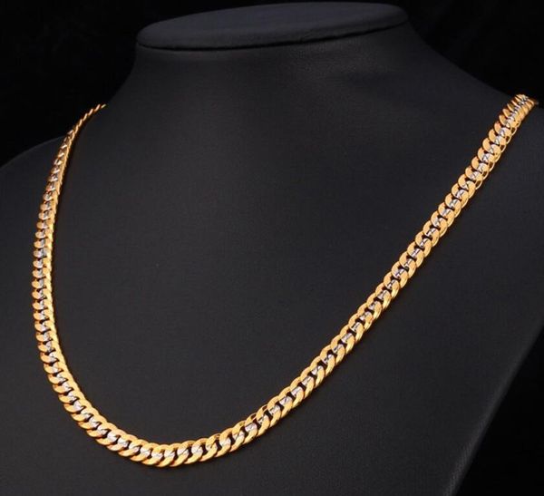 

18k gold platedcuban two color chain item 6mm-60cm, Silver
