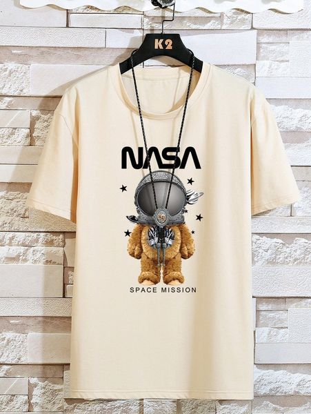 

men letter & spaceman print tee i2xj#, White;black