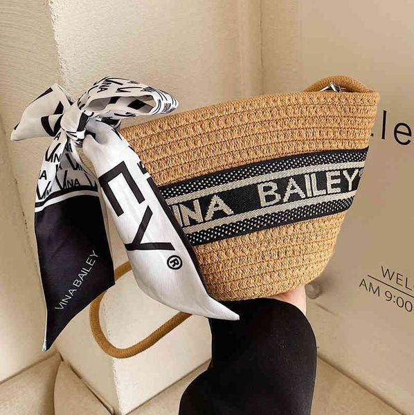 

summer straw new 2022 net red minority design women's foreign style messenger versatile one shoulder woven bag