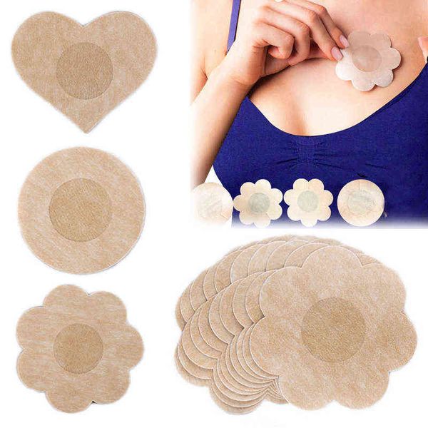 5pc 5 pares Total 10 peças de adesivos de mamilo não tecidos descartáveis ​​Blumsom Round Love Heart Shape Ladies Personal Produtos Y220725