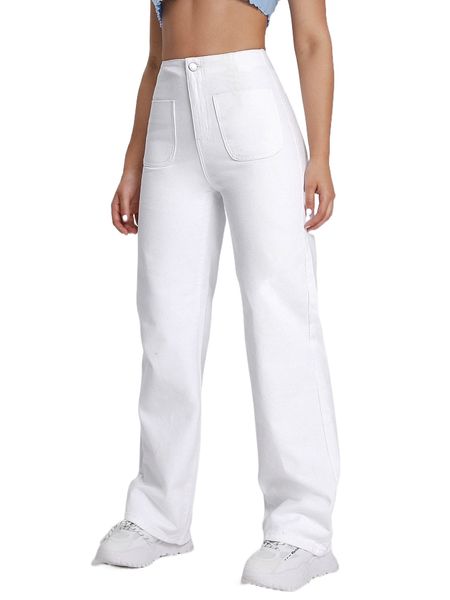 

dual pocket straight leg jeans k3mp#, Blue