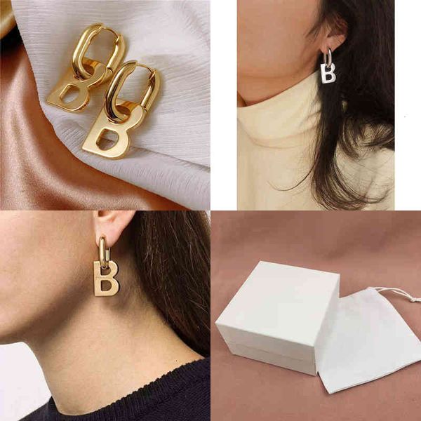 

earring designer letter b drop earrings for women men trendy elegant korean minimalist gold silver color statement jewelry