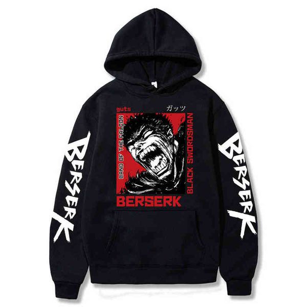 

berserk anime hoodie guts graphic pullovers long sleeve casual fashion man clothes g220429, Black