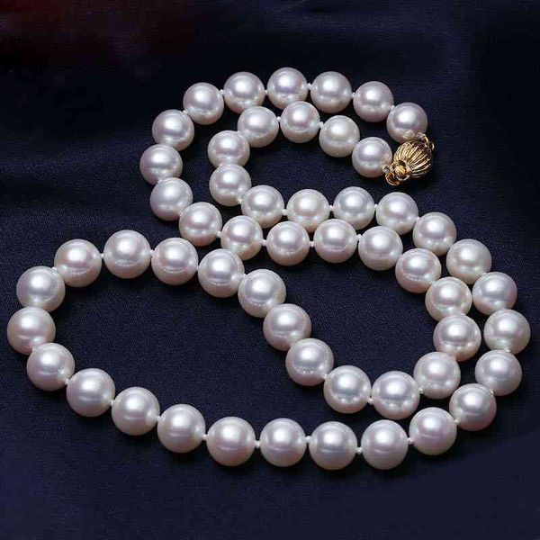 

14k clasp natural for womenreal gold round pearl wedding jewelry birde necklace fine gift, Silver