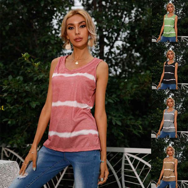 

women's tanks & camis summer women's loose casual stripe sleeveless t-shirt vest byba, White