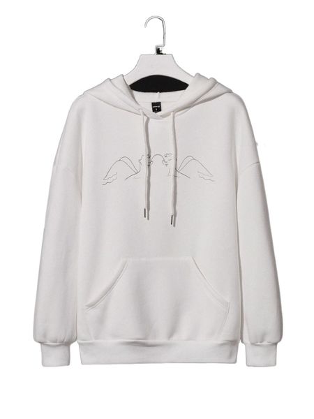 

x katerinavitaly figure graphic pouch pocket drawstring hoodie h7hy#, Black