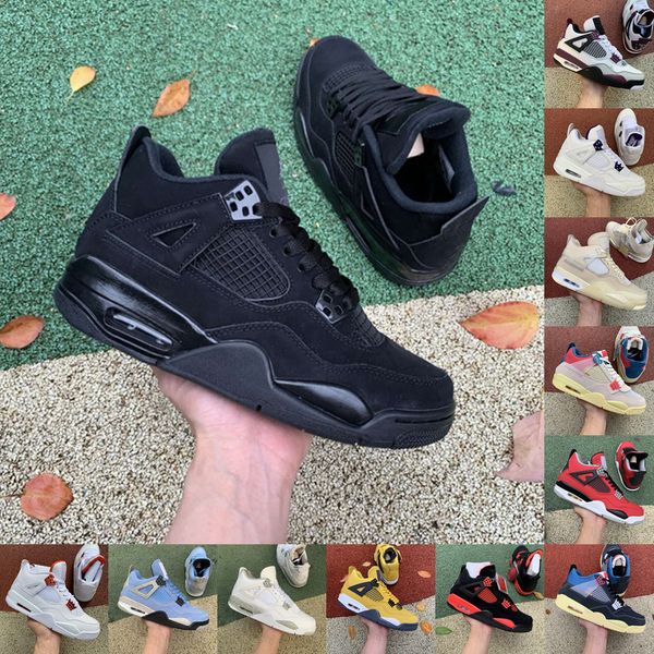

2022 new 4 basketball shoes 4s men women sneakers sports trainers black cat tour yellow bred fire red cactus jack university blue us 5.5-12