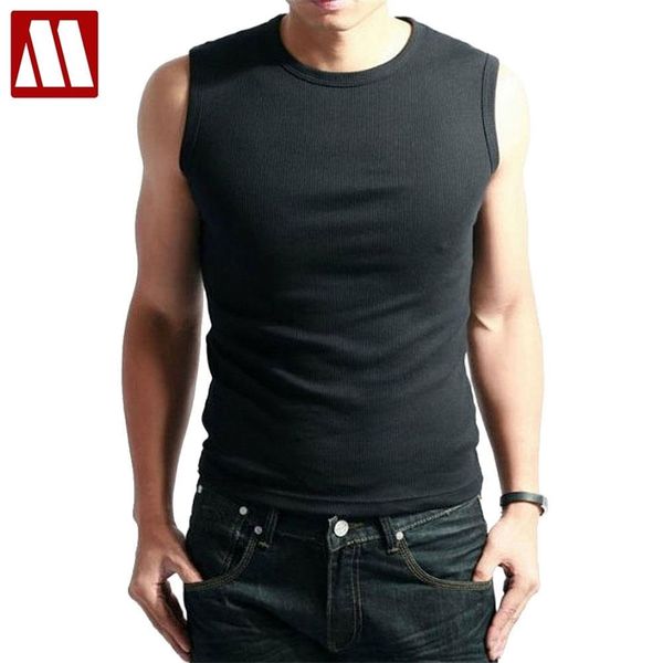 

tank o neck sleeveless vest male elastic cotton fitness vests man korean slim tee shirts summer men' fashion m-3xl 220607, White;black