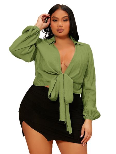 

sxy plus tie front crop r4rq#, Black