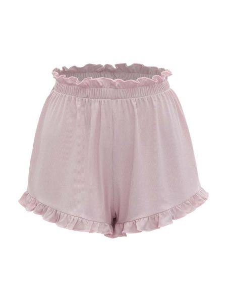 

paperbag waist frilled sleep shorts 34h3#, Black;red