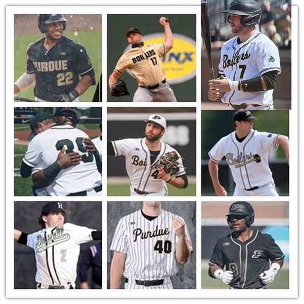 

xflspcollege custom purdue boilermakers stitched baseball jersey 5 evan albrecht 36 trent johnson 40 schapira 14 cory brooks 45 jackson smel, Black