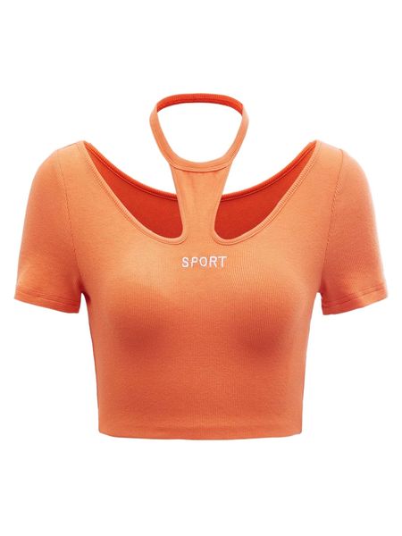 

letter graphic cut out crop tee w5zn#, White