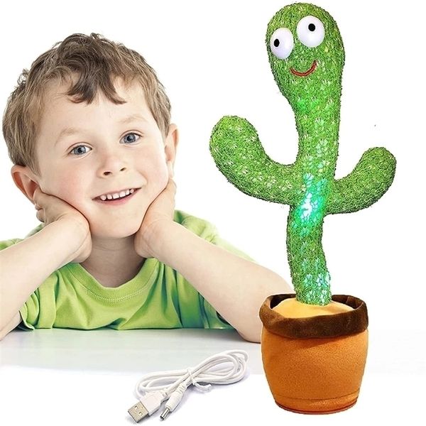 Dancing Cactus 120 Song Speaker Talking Usb Battery Voice Repeat Peluche Cactu Dancer Toy Talk Plushie Peluche per bambini Regalo 220815