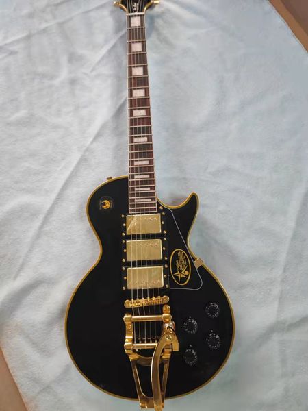 Guitarra elétrica lp preto rosa rosa acessórios dourados guitarra de nível superior Nossa loja pode personalizar qualquer estilo de eletrônica