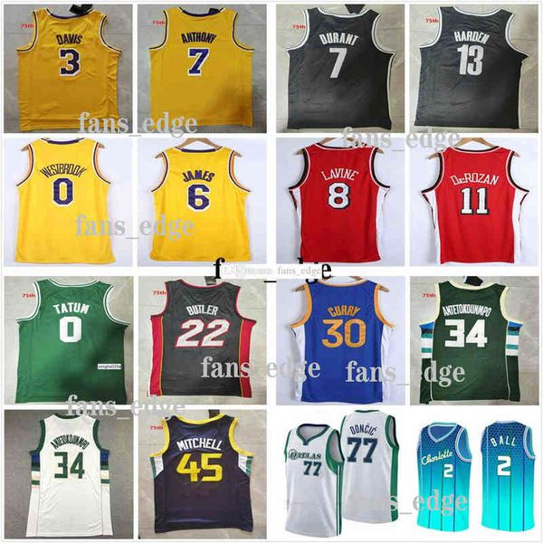 

wholesale 75th basketball giannis antetokounmpo''nba''jersey kyrie kevin irving durant harden stephen 8 zach curry lavin, Black