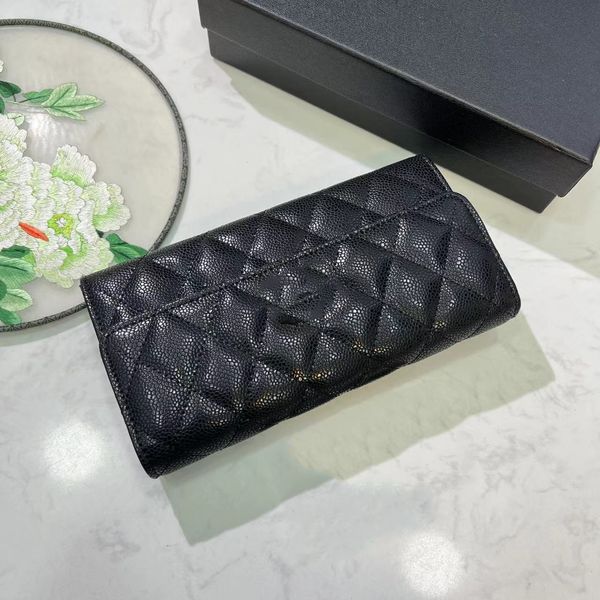 

women designers luxury purse cluth wallet classic passport card holder cheque book genuine leather holders original box caviar size 19cm lam, Red;black