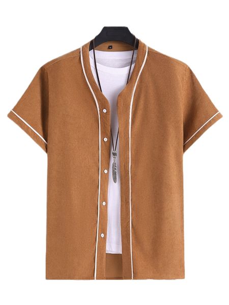 

men contrast binding corduroy shirt without tee i3af#, White;black