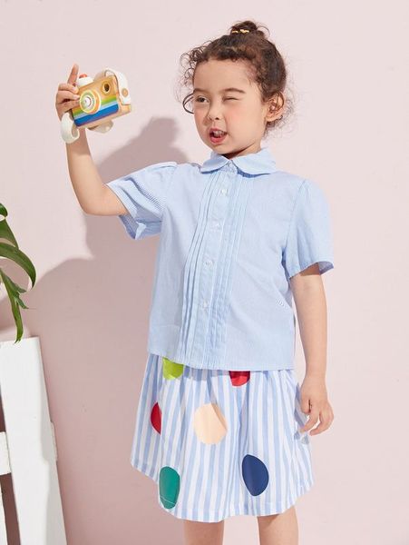 

toddler girls striped blouse she, White;black