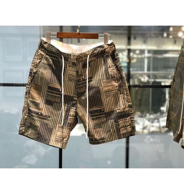 

pattern shorts men street drawstring casual shorts summer breeches streetwear, Black