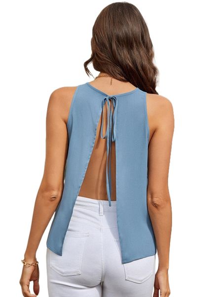 

slit tie back solid tank n9as#, White
