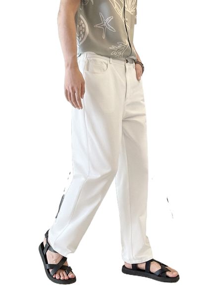 

men straight leg pants h73m#, Black