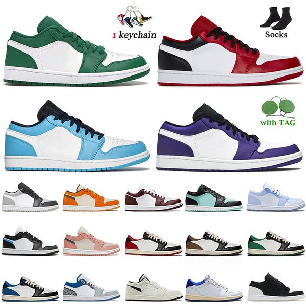 

2022 cactus jack jumpman 1 1s low basketball shoes ts fragment dark mocha black white university blue reverse shadow diamond toe wolf grey d, White;red