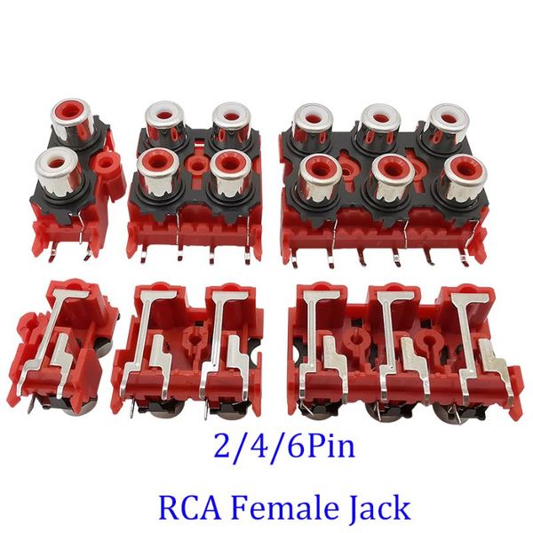 Outros acessórios de iluminação 1/3/5pcs conector RCA vermelho 2pin 4pin 6pin fêmea de áudio fêmea sinalizador de vídeo plug de plug AV Partes de PCB