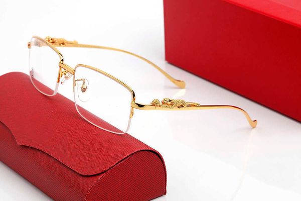 

latest frameless men sunglasses leopard metal women half frame rectangle prescription glasses anti-blu-ray discoloration metal clear optical, Black