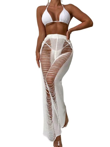

ripped cover up pants without bikini t1p9#, White;black