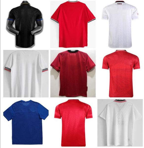 

classic man 07 08 90 92 cantona soccer jersey united retro vintage 2007 2008 ucl final match utd home 1986 1994 1998 1999 beckham keane scho, Black;yellow