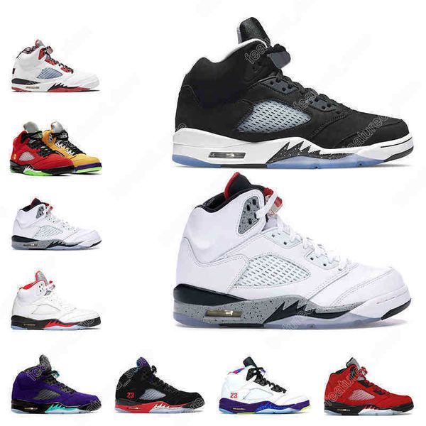 

7-13 men basketball shoes 5s oreo raging red alternate oregon what the blue suede michigan mens trainers sports sneakers size 7-13, Black