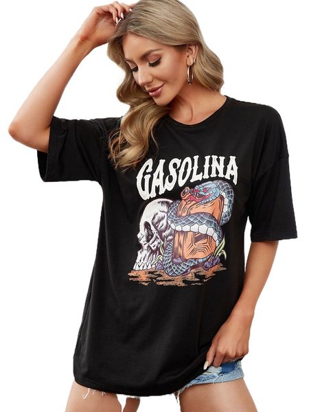 

x lsscid letter & skull print drop shoulder tee x1x8#, White