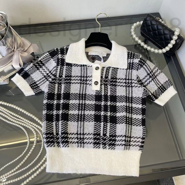 

women's sweaters designer spring / summer 2022 new commuting white and yellow polo neck versatile cashmere wool plaid hook flower thin, White;black